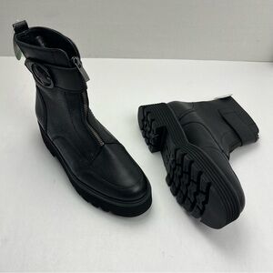 Paul Green Palani Zip Black Lug Sole Ankle Boots Womens US Size 9.5 NEW‎